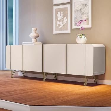Imagem de Buffet Decorativo com Puxadores em Alumínio Pés Aço Maciço Virginia Off White G26 - Gran belo