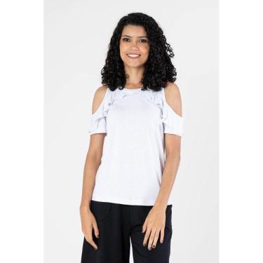 Imagem de Blusa Feminina Tendência Com Manga Babados e Ombros Vazados