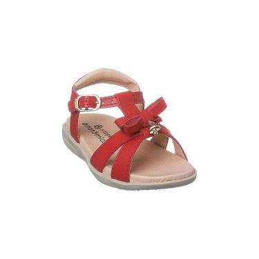 Imagem de Sandália Infantil Feminina Ortopé Autêntica Couro com Laço Vermelha