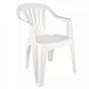 Conjunto de Mesa de Plástico Redonda 70cm e 4 Cadeiras Colonial Branco