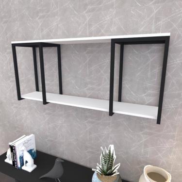 Imagem de Prateleira Industrial Suspensa Estante Parede Nicho Branco Cozinha Escritorio Sala Quarto Infantil