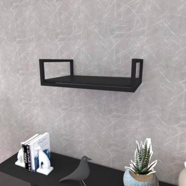 Imagem de Prateleira Industrial Suspensa Estante Parede Nicho Preta Cozinha Escritorio Sala Quarto Infantil