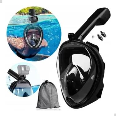 Imagem de Máscara de Mergulho Com Snorkel e Suporte Para Câmera Gopro Hero de Ação Protege a Face (Preto, G/GG)