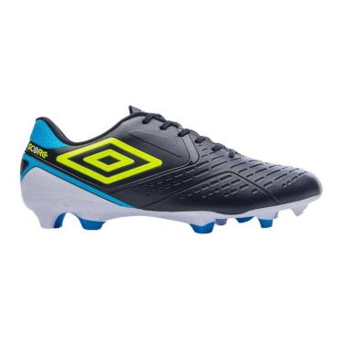 Imagem de Chuteira Umbro Score Campo Masculina Preto Limao Azul