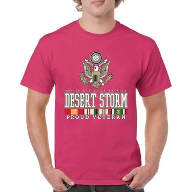 Imagem de Camiseta masculina Desert Storm Proud Veteran Army Gulf War Operation Served DD 214 Veterans Day Patriot, Rosa choque, P
