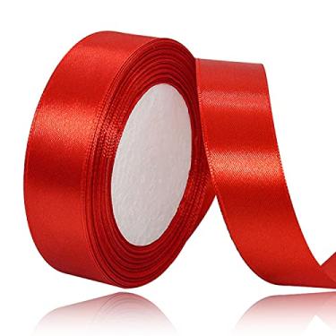 Imagem de Red Satin Ribbon 1 Inches x 25 Yards, Solid Color Fabric Ribbon for Gift Wrapping, Crafts, Hair Bows Making, Wreath, Wedding Party Decoration and Sewing Projects
