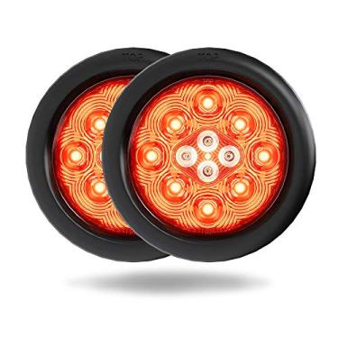 Imagem de Abrams Fiesta — Luz traseira de reboque redonda de 10 cm de LED [certificada DOT] Luz de ré de freio de parada de caminhão [IP67 à prova d'água] lanterna traseira de semi caminhão RV SUV – ilhós e plugue incluídos [12 LED] 2 unidades