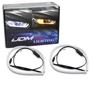 Imagem de iJDMTOY Fita de LED Xenon Branco/Âmbar Amarelo Switchback compatível com retrofit de farol com iluminação uniforme