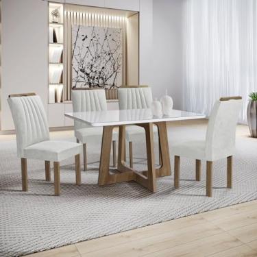 Imagem de Conjunto Mesa Arizona 120cm com 4 Cadeiras Arizona Tampo Smart Plus com Vidro Chocolate/Off White/Gelo