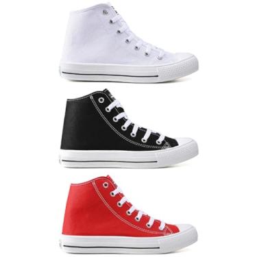 Imagem de Kit 3 Pares De Tenis Feminino Casuall CM Star Marca Moda Leve (Botinha Branca Vermelha Preta, BR, Adulto, Faixa Numérico, 39, 40)
