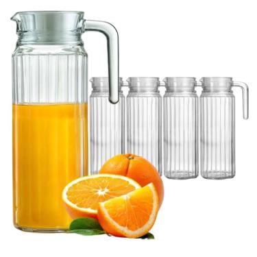 Imagem de KIT 5 Jarras Suíça de Vidro 1l com Tampa para Suco, Água e Refrigerante - 5 Unidades