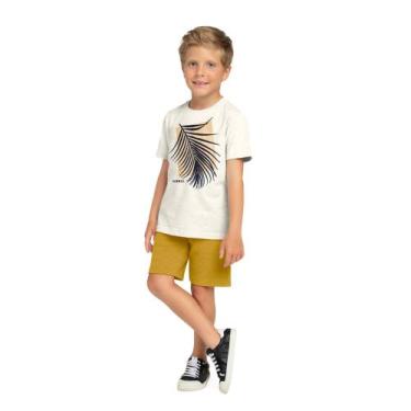 Imagem de Conjunto Infantil Milon Camiseta Algodão Bermuda Gorgurinho Mescla Gel