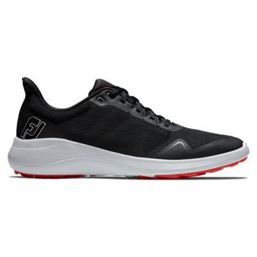 Imagem de FootJoy Tênis de golfe masculino Fj Flex estilo temporada anterior, Preto/branco/vermelho, 44