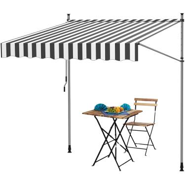 Imagem de Toldo retrátil com manivela, toldo externo, toldo à prova d'água com estrutura de aço, adequado para portas e janelas, cinza + branco-a, 400 cm/158 pol.