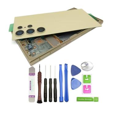 Imagem de Substituição de tela LCD original para Samsung Galaxy S24 Ultra 5G 4 + moldura + capa traseira + película protetora + ferramentas de montagem de tela sensível ao toque da R RONPHONE (amarelo titânio)