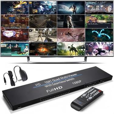 Imagem de SIGRAPID Multivisor HDMI 16X1 - Quad Pantalla Divisor 16 em 1 - Conmutador sem fisuras 4 8 16 Way Display - 1080P HDMI Switch 16x1