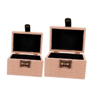 Imagem de 2 peças caixa de armazenamento de couro caixa de joias caixas de joias porta-joias pequeno porta-joias decorativo porta-joias organizador de joias porta-joias vaidade porta-joias com capa pu/33