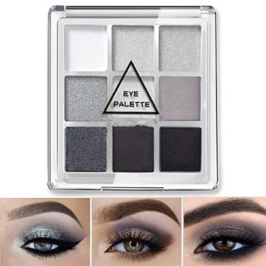 Imagem de MAEPEOR Paleta de sombras de 9 cores, preto esfumaçado, fosco, com glitter, sombra de longa duração, impermeável, esfumaçada para meninas e mulheres (conjunto 1, preto esfumaçado)