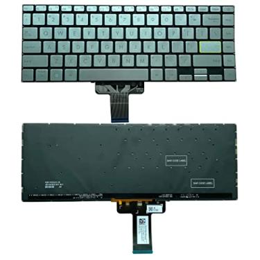 Imagem de Teclado de substituição para Asus VivoBook - Teclado de laptop S14 S433 S433EA S433EQ S433FL S433FA S433JQ X421 para Asus S433 com layout prateado dos EUA