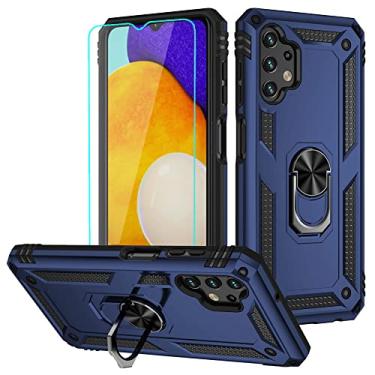 Imagem de Capa para Galaxy A13 4G, Capa para Samsung A13 4G com protetor de tela HD, Androgate Suporte de anel de grau militar Suporte Suporte para carro 4,6 m Capa de telefone à prova de choque testada contra queda para Samsung Galaxy A13 4G, Azul