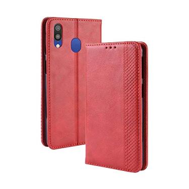 Imagem de Capa para Samsung Galaxy M20, capa flip carteira de couro para Samsung Galaxy M20, capa magnética retrô para celular, capa carteira de telefone com compartimentos para cartões