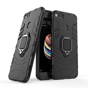 Imagem de Compatível com Xiaomi Mi A1, Mi 5X Capa Prova de Choque de Camada Dupla, Anel Giratório de 360 com Suporte de Celular para Carro (Preto)