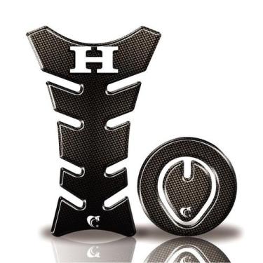 Imagem de Kit Protetor Tanque Adesivo Moto Honda Carbono Preto Até 2016 - Cobra 