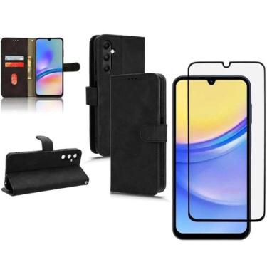 Imagem de Capa Capinha Carteira + Pelicula Vidro 3D Para Samsung Galaxy A15 - R&
