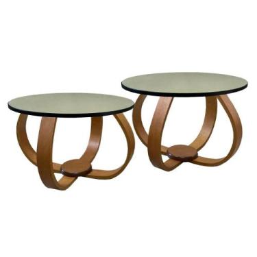 Imagem de Conjunto Mesa de Centro e Lateral Pés Cebola Espelhada - Lubrano, Pret