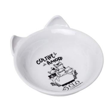 Imagem de Pote orelhinha pet raso de cerâmica esmaltada e decorada - CloGatissim