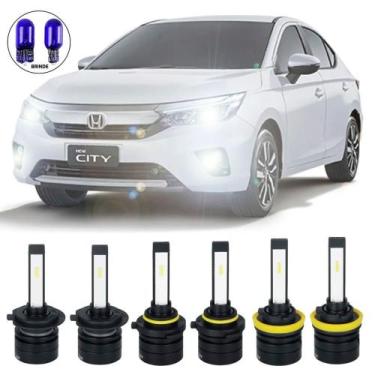Imagem de Kit Lampadas Super Led Farol S14 HB3 H7 H11 Honda City 21 22 23 Comple