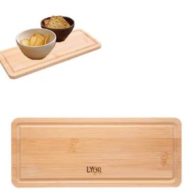 Imagem de 2 Bandejas Tábua Retangular em Bambu 28cm Café Decoração - Lyor