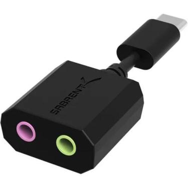 Imagem de Adaptador Áudio Mic Pc Cel Notebook P2 P/Usb Type-C - Sabrent