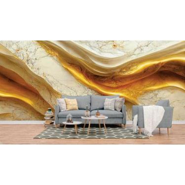 Imagem de Papel de Parede Painel 3D Mármore White Ouro 4M Revestimento Auto Cola