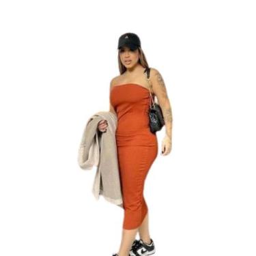 Imagem de Vestido Tubinho Tecido em Ribana Cor terracota - BLESSMIH