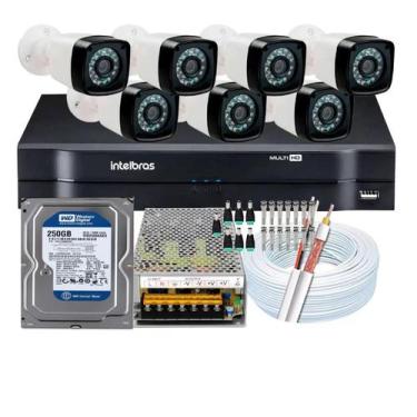 Imagem de Kit 7 Câmeras Segurança Intelbras 720p 1mp Dvr Mhdx Full hd 8 Ch
