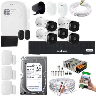 Imagem de Kit 5 Câmeras 1120B Dvr 1008-C Intelbras + kit Alarme+ivp 2000+xas 401
