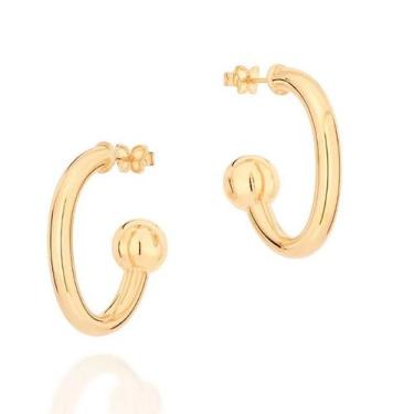 Imagem de Brincos banhado ouro 3x 24k 18k e 22k femininos meia argola rommanel o