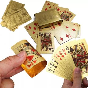 Imagem de Baralho Dolar Dourado Ouro Folheado A Prova D'agua Poker Truco Cartas 
