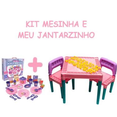 Imagem de Kit Mesa Tritec Rosa + Meu Jantarzinho Crianças 2 3 4 Anos - Big Star 