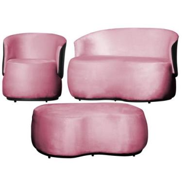 Imagem de Kit 1 Poltrona 1 Namoradeira e 1 Puff Grande Orgânico Beatriz Veludo C