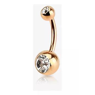 Imagem de Piercing Umbigo Duas Pedras Aço Cirúrgico 316l - RaraSteel Piercing, D