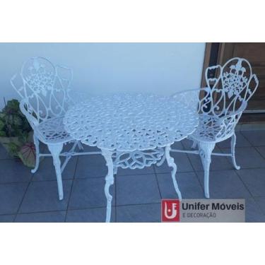 Imagem de Conjunto de Mesa Para Jardim Floral Com 2 Poltronas e Mesa Alta em Alu
