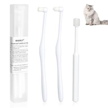 Imagem de MISSELF Escova de dentes ultra macia para gatos, escovas de dentes para cães ou gatos de raças pequenas, escova de dentes de silicone 360 para gatinhos, cuidados dentários com micro cabeça para
