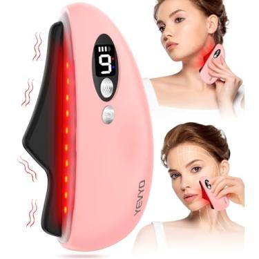 Imagem de YEVYO Ferramenta facial Gua Sha, obsidiana preta elétrica Guasha para rosto, queixo, pescoço, corpo, massagem vibratória aquecida Gua Sha pedra para esculpir o rosto