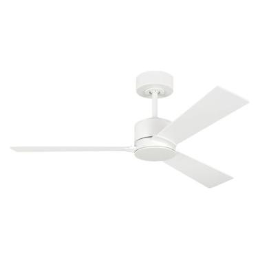 Imagem de Monte Carlo Ventilador de teto 3RZR44RZW Rozzen com locais úmidos de 112 cm com controle remoto manual, 3 lâminas, branco fosco