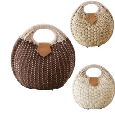 Imagem de Bolsa De Mão Feminina em Formato de Concha em Palha Para Evento Casame