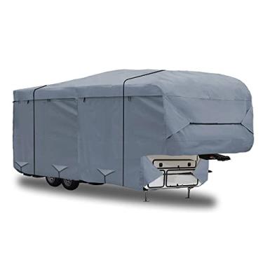 Imagem de GEARFLAG 5th Wheel RV Cover 5 Layers Top Fit 36' - 38' com alças laterais reforçadas à prova de vento anti-UV resistente à água resistente para transporte de brinquedo Motorhome Camper (serve para 91