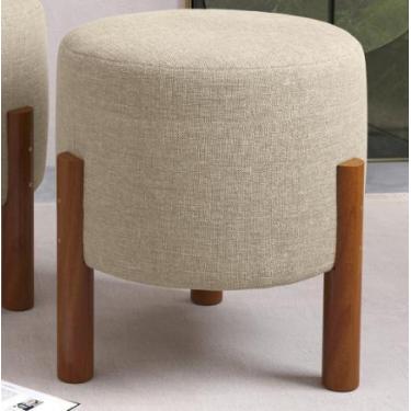 Imagem de Puff, Puf Banqueta Sala Redondo Bege ou Cinza Redondo -Thor- CM - Cal 