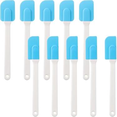 Imagem de 10 Pcs Espátulas de silicone Espátulas de borracha Espátula resistente ao calor Espátula de alta temperatura para serviço pesado Conjunto comercial de espátulas de (Azul)